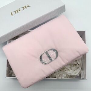 CHRISTIAN DIOR Women’s Plush Pink Puff Flap Pouch Bag OS NEW Travel Accessories